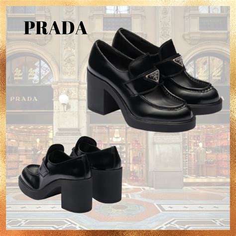 prada high heel loafers|prada leather loafers.